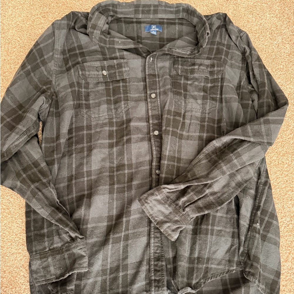George Men's Dark Gray Plaid Shirt Jacket